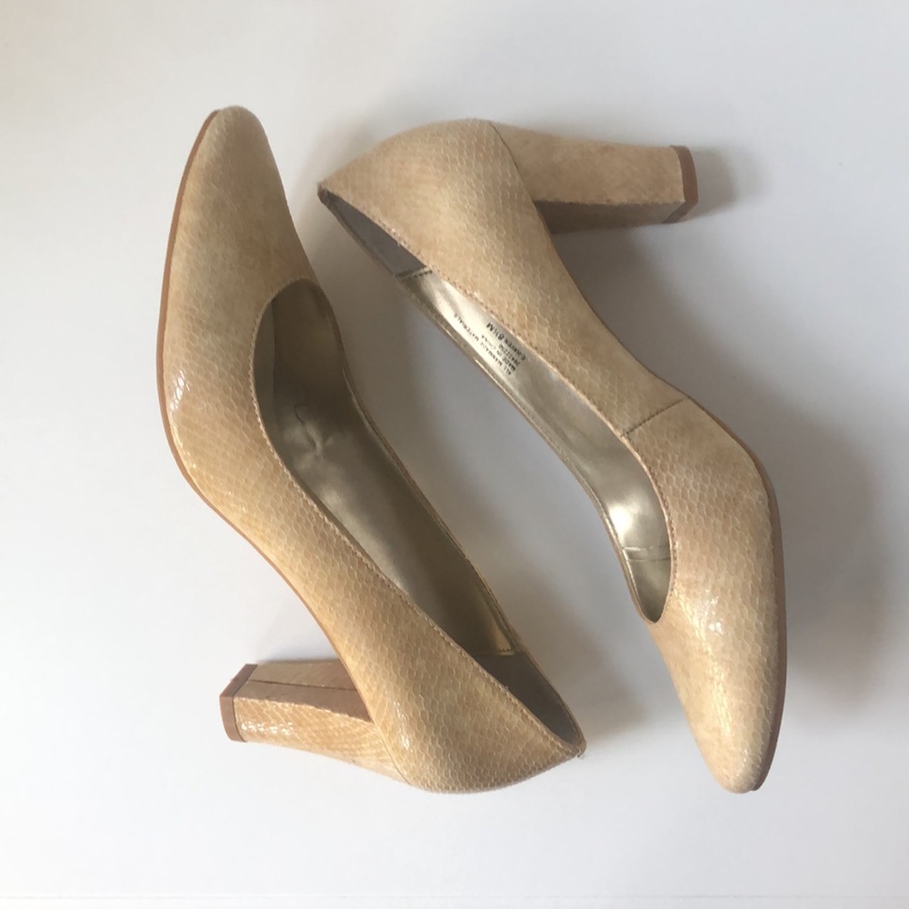Etienne Aigner Snake Skin Embossed Chunky Heels
